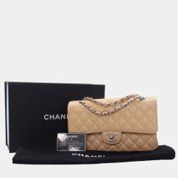 Chanel Classic Double Flap Medium Beige Caviar Shoulder Bag