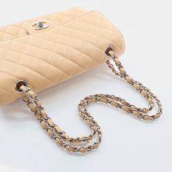 Chanel Classic Double Flap Medium Beige Caviar Shoulder Bag