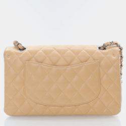 Chanel Classic Double Flap Medium Beige Caviar Shoulder Bag