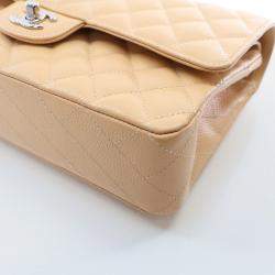 Chanel Classic Double Flap Medium Beige Caviar Shoulder Bag