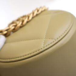 Chanel Green Lambskin 19 Round Clutch With Chain