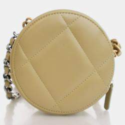 Chanel Green Lambskin 19 Round Clutch With Chain