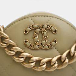 Chanel Green Lambskin 19 Round Clutch With Chain
