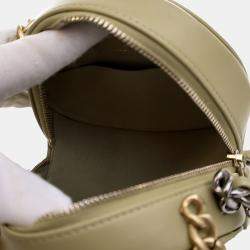 Chanel Green Lambskin 19 Round Clutch With Chain