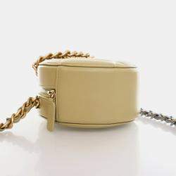 Chanel Green Lambskin 19 Round Clutch With Chain