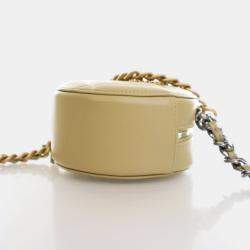 Chanel Green Lambskin 19 Round Clutch With Chain