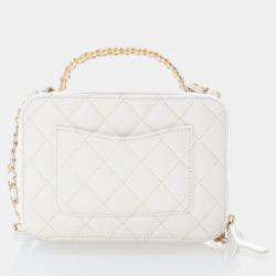 Chanel Small White Caviar Pick Me Up Vanity Case