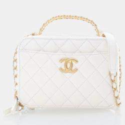 Chanel Small White Caviar Pick Me Up Vanity Case