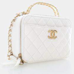Chanel Small White Caviar Pick Me Up Vanity Case