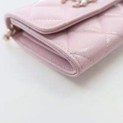 Chanel Pink Caviar Coco Candy Card Holder On Chain