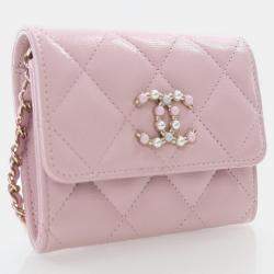 Chanel Pink Caviar Coco Candy Card Holder On Chain
