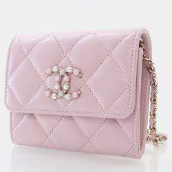 Chanel Pink Caviar Coco Candy Card Holder On Chain