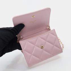 Chanel Pink Caviar Coco Candy Card Holder On Chain