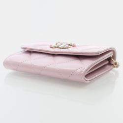 Chanel Pink Caviar Coco Candy Card Holder On Chain