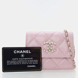 Chanel Pink Caviar Coco Candy Card Holder On Chain