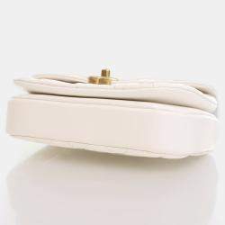Chanel Crystal Top Small White Calfskin Handle Flap Bag