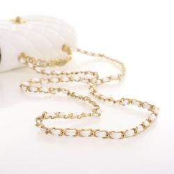 Chanel Crystal Top Small White Calfskin Handle Flap Bag