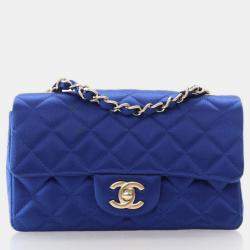 Chanel Classic Rectangular Mini Blue Satin Flap Bag