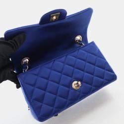Chanel Classic Rectangular Mini Blue Satin Flap Bag