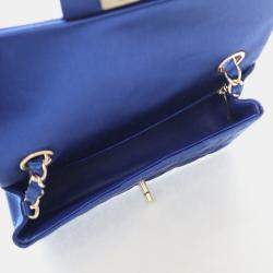 Chanel Classic Rectangular Mini Blue Satin Flap Bag