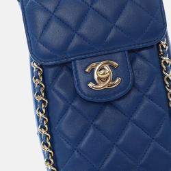  Chanel CC Chain Blue Lambskin Phone Holder Bag