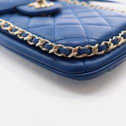  Chanel CC Chain Blue Lambskin Phone Holder Bag