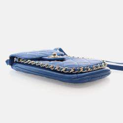  Chanel CC Chain Blue Lambskin Phone Holder Bag