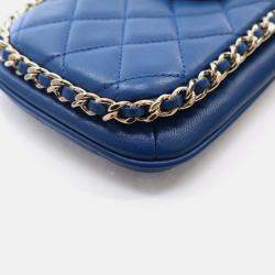  Chanel CC Chain Blue Lambskin Phone Holder Bag