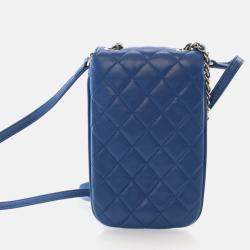  Chanel CC Chain Blue Lambskin Phone Holder Bag