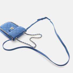  Chanel CC Chain Blue Lambskin Phone Holder Bag