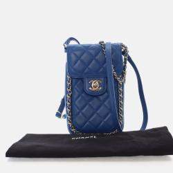  Chanel CC Chain Blue Lambskin Phone Holder Bag