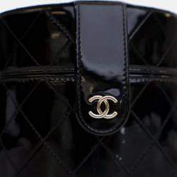 Chanel Black Patent Round Vanity Clutch