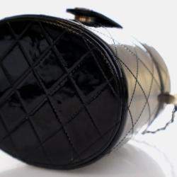 Chanel Black Patent Round Vanity Clutch