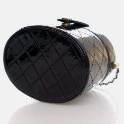 Chanel Black Patent Round Vanity Clutch