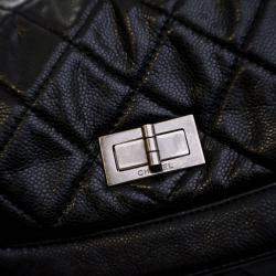 Pre Owned Chanel Reissue Black Caviar Messenger Flap Bag