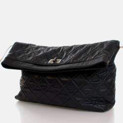 Pre Owned Chanel Reissue Black Caviar Messenger Flap Bag