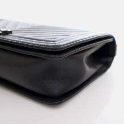 Chanel Boy Large Black Caviar Chevron Bag
