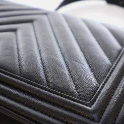 Chanel Boy Large Black Caviar Chevron Bag