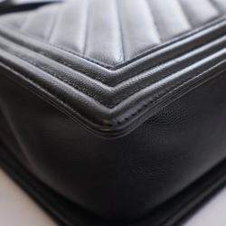 Chanel Boy Large Black Caviar Chevron Bag