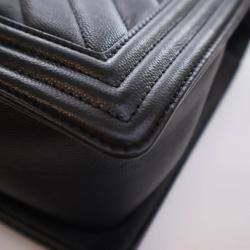 Chanel Boy Large Black Caviar Chevron Bag
