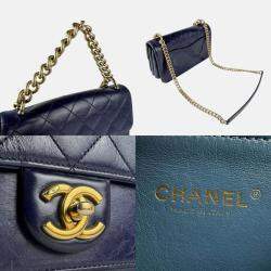 Chanel CC Flap Navy Leather Shoulder Bag