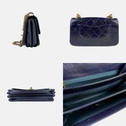 Chanel CC Flap Navy Leather Shoulder Bag