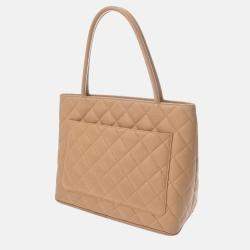 Chanel Medallion Beige Leather Tote Bag