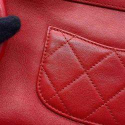 Chanel Written In Chain Red Leather Bowling Bag 