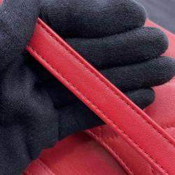 Chanel Written In Chain Red Leather Bowling Bag 