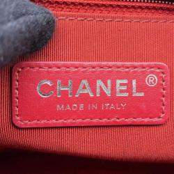 Chanel Written In Chain Red Leather Bowling Bag 
