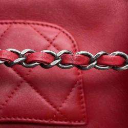 Chanel Written In Chain Red Leather Bowling Bag 