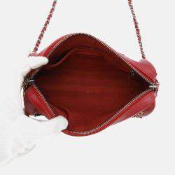 Chanel Written In Chain Red Leather Bowling Bag 