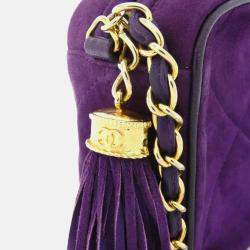 Pre Owned Chanel CC Tassel Purple Suede Camera Bag