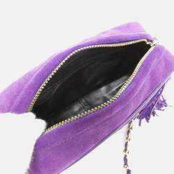 Pre Owned Chanel CC Tassel Purple Suede Camera Bag